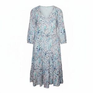 LUCKY BRAND | Lined Cotton Pastel Abstract Floral Long Sleeve Summer Dress | L